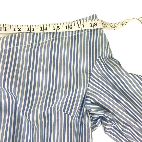 Free People Crop Top Shirt Blue Striped Bell Sleeve Off The Shoulder Sz Medium - Picture 9 of 15